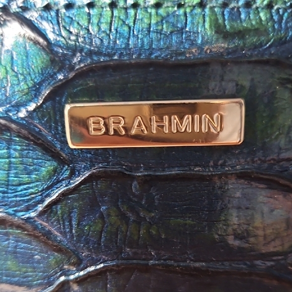 Brahmin Iridescent Blue Embossed Card Case - Picture 2 of 12